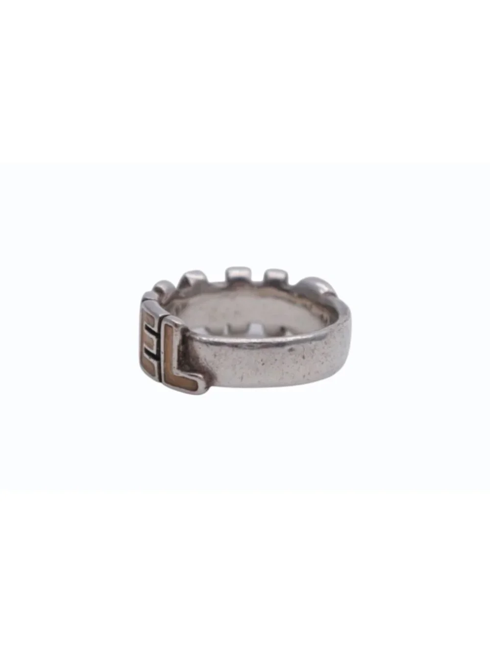 Chanel Round Logo Ring 00 Silver Ivory